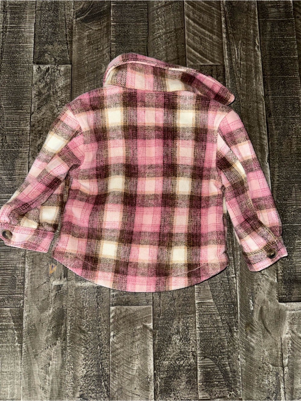 Old Navy Pink and Brown Plaid Button-Front Shacket - Picture 2 of 4